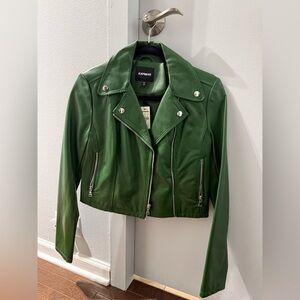 Express Emerald Leather Biker Jacket